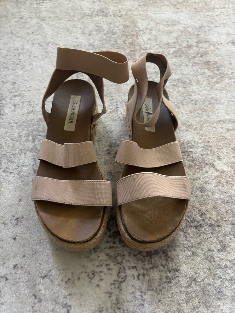 Steve Madden Blush/Tan Espadrille Platform Sandals